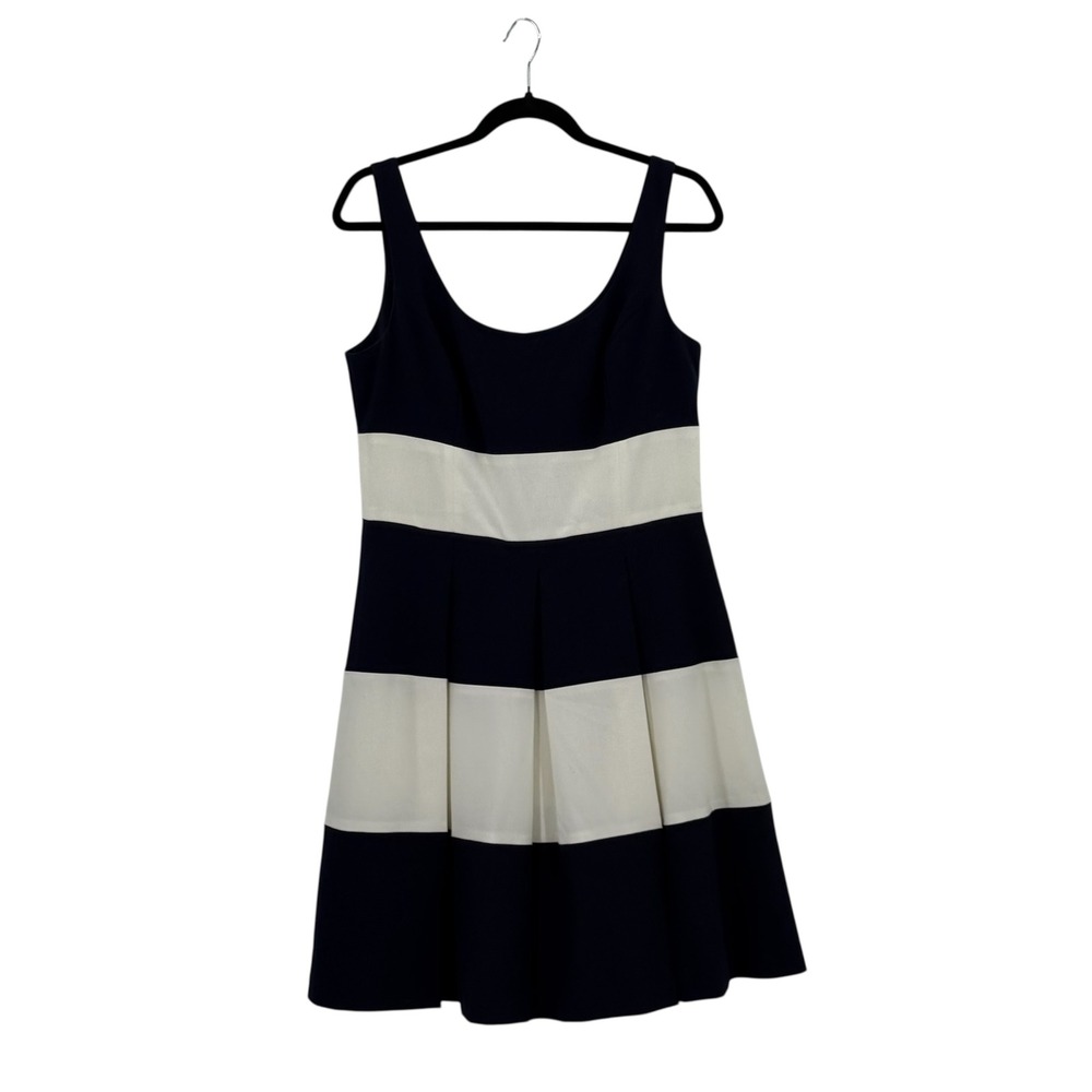 Lauren Ralph Lauren Dress‎ Sleeveless Fit & Flare Navy Ivory Women's